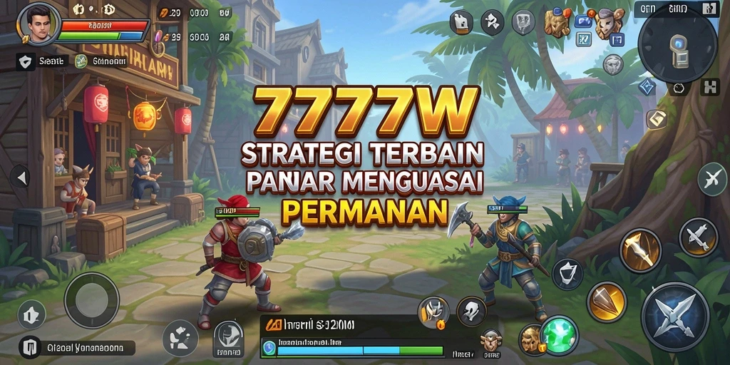 Screenshot gameplay strategis dalam 7777W menunjukkan pertarungan intens.