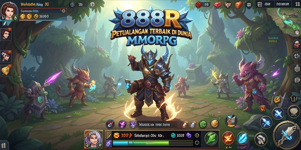 Screenshot gameplay 888R menunjukkan aksi seru dalam pertarungan MMORPG.
