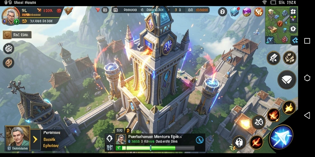 Tangkapan layar gameplay 9SL dengan pertahanan menara yang strategis.