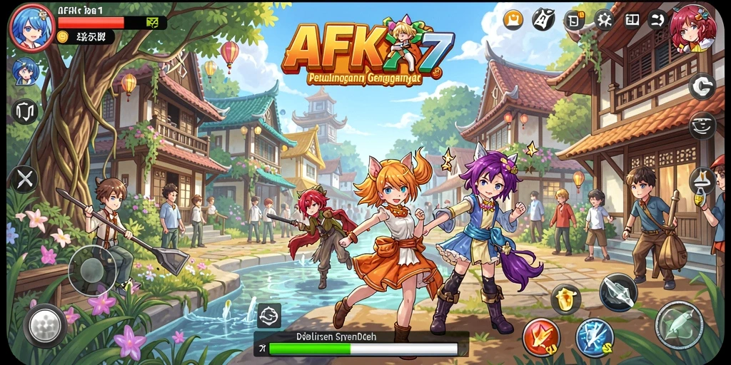 Tampilan gameplay <strong>AFK77</strong> dengan karakter anime yang dinamis dan grafis yang menarik.