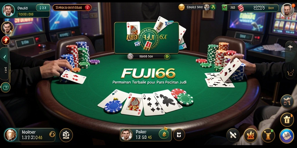 Tampilan mendetail gameplay Poker yang menegangkan di FUJI66.