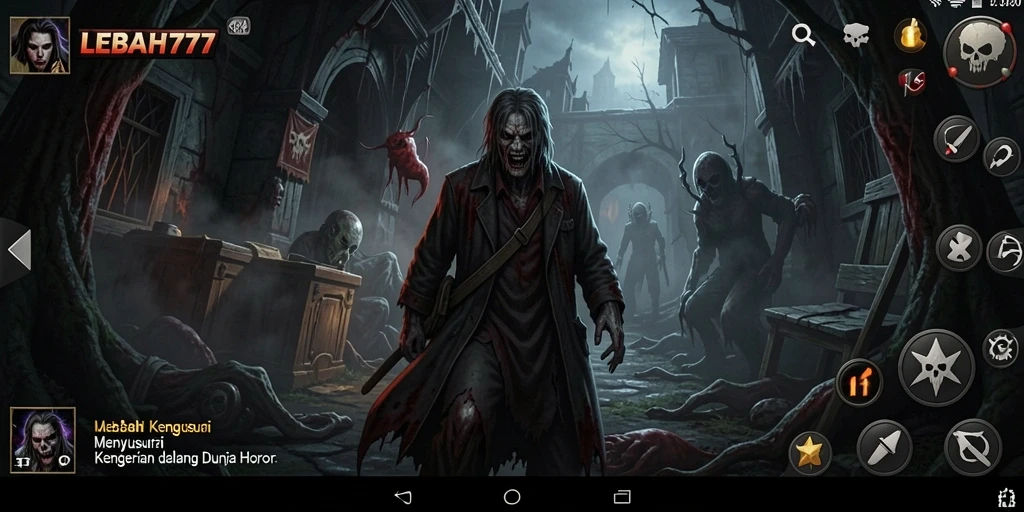 Tampilan gameplay menegangkan LEBAH777 yang menghadirkan momen horor yang mendebarkan.