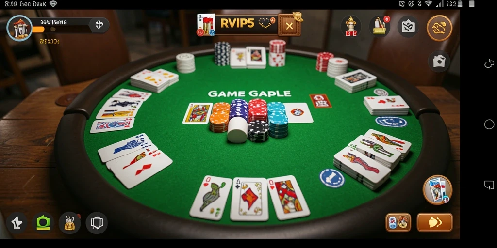 Screenshot gameplay Gaple yang menampilkan suasana seru permainan.