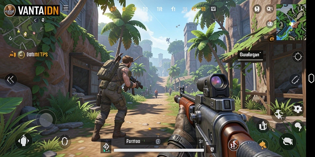 Tampilan gameplay seru dari VANTAIDN dalam misi TPS yang menantang.
